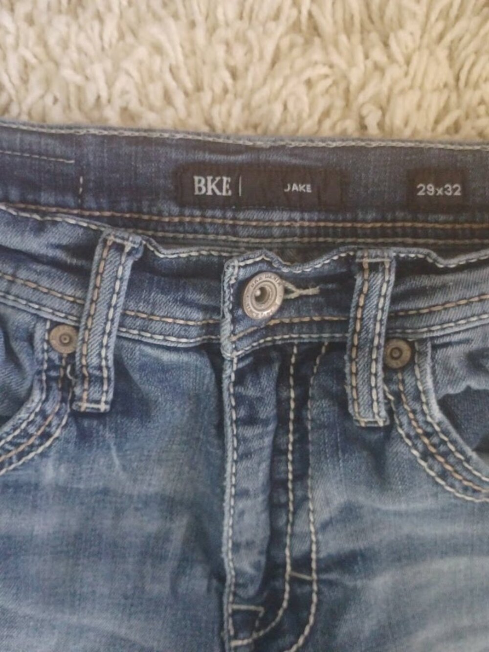 BKE Jake Jeans Womens 29x32 Light Wash Stretch Denim Straight Slim Fit Buckle